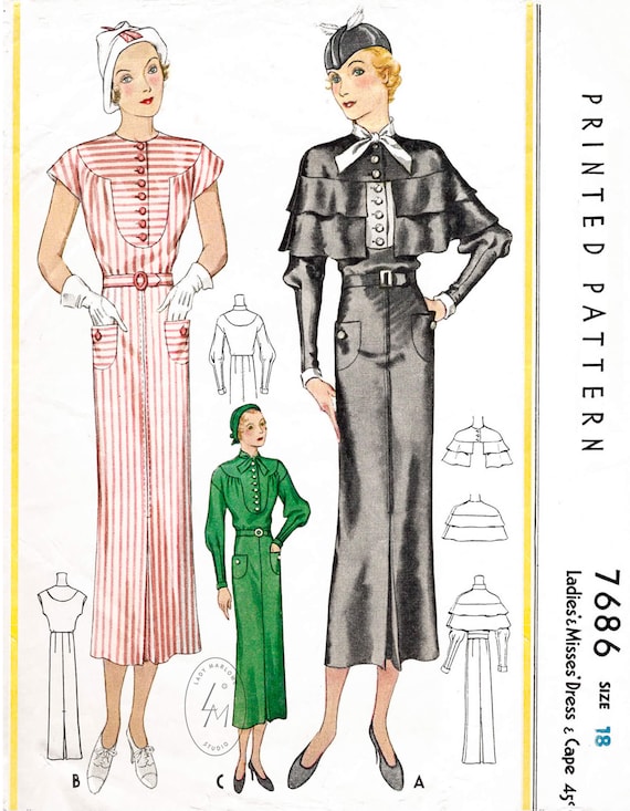 Vintage Sewing Pattern 1930s 30s Skirt Suit Ensemble // // | Etsy