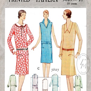 1920s 20s dress vintage sewing pattern reproduction // casual day dress // drop waist // 3 styles // bust 36