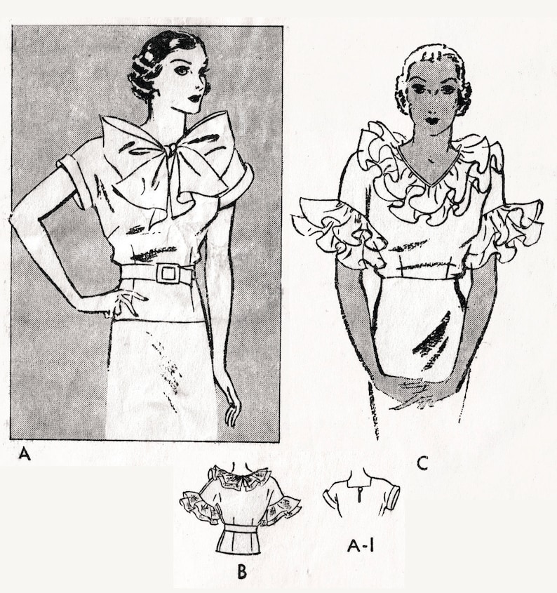 Vintage Sewing Pattern 1930s 30s Vintage Blouse Sewing Pattern Etsy