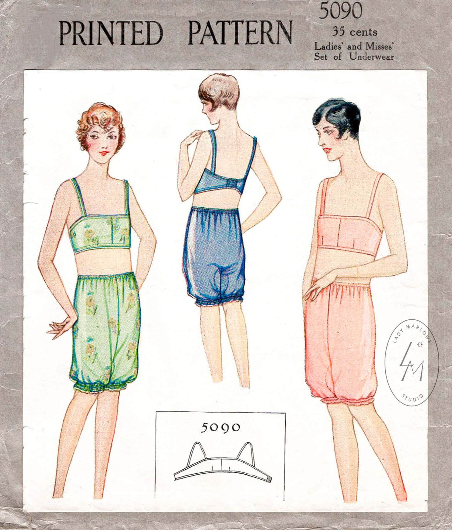 1920s Combination Underwear Pattern Bust Sizes 33-38 Past Patterns Original, 0501