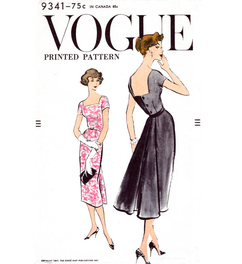 Vintage Années 1950 sewing pattern robe avec V dos Rockabilly buste 36/"