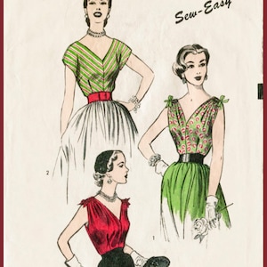 May include: Vintage sewing pattern for a dress with a green and white striped bodice and a green skirt. The pattern is from Advance, number 6306, and is labeled "Sew-Easy".