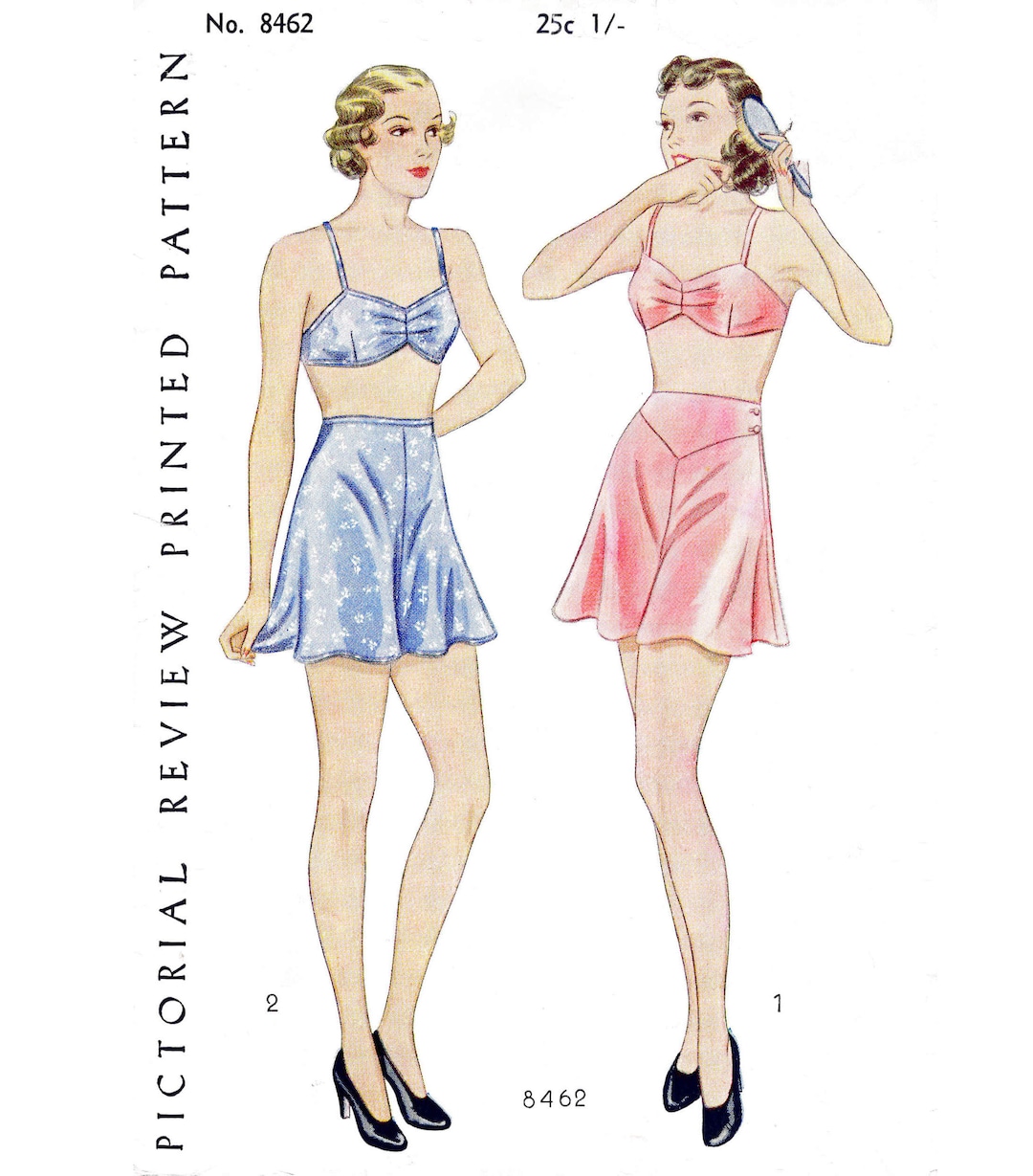 Vintage Sewing Pattern 1920s 1930s Lingerie // Bra & Tap Shorts Set // 2  Styles // Bust 32 34 36 38 -  Denmark