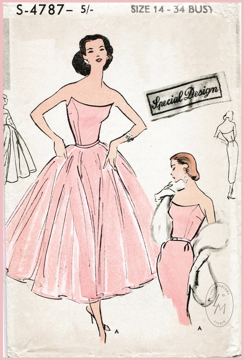 Vintage Nähen Muster 1950er Jahre 50er Jahre Cocktailkleid ...