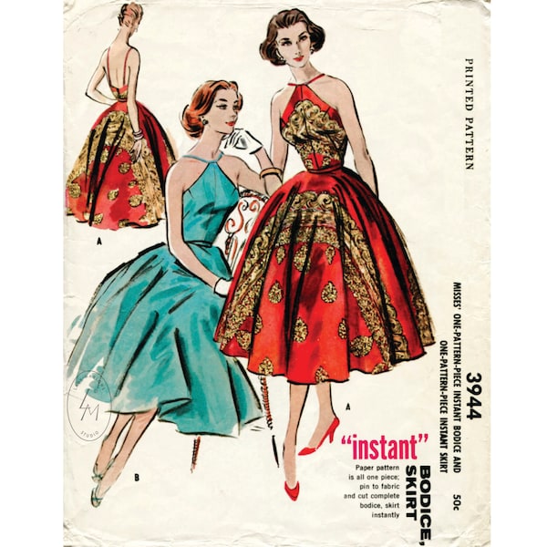 vintage sewing pattern 1960s 60s  halter cocktail dress evening frock PICK YOUR SIZE bust 32 34 36 38 French and English