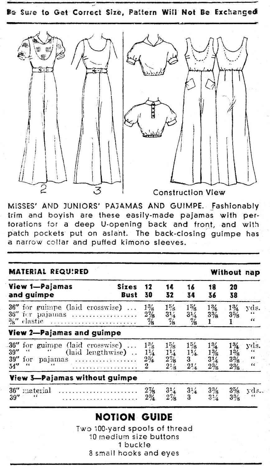 Vintage Sewing Pattern 1930s Beach Pajamas One Piece Jumpsuit & Blouse ...