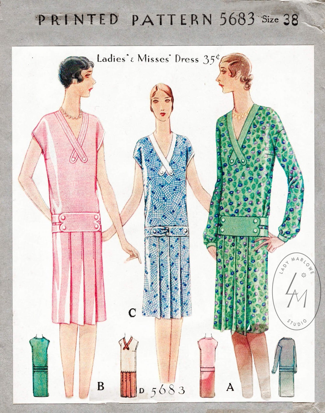 Vintage Sewing Pattern 1920s 20s Flapper Dress Reproduction // 3 Styles — free download