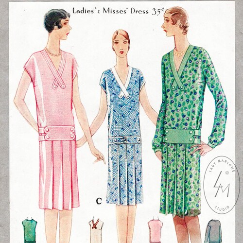 green emerald velvet dress 1920s Flapper Dress PDF pattern main image 1