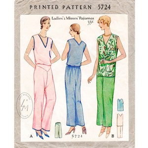 vintage Schnittmuster 1930s Pyjama Reproduktion // Loungewear Pyjama // PICK YOUR SIZE Büste 32 34 36 38 40