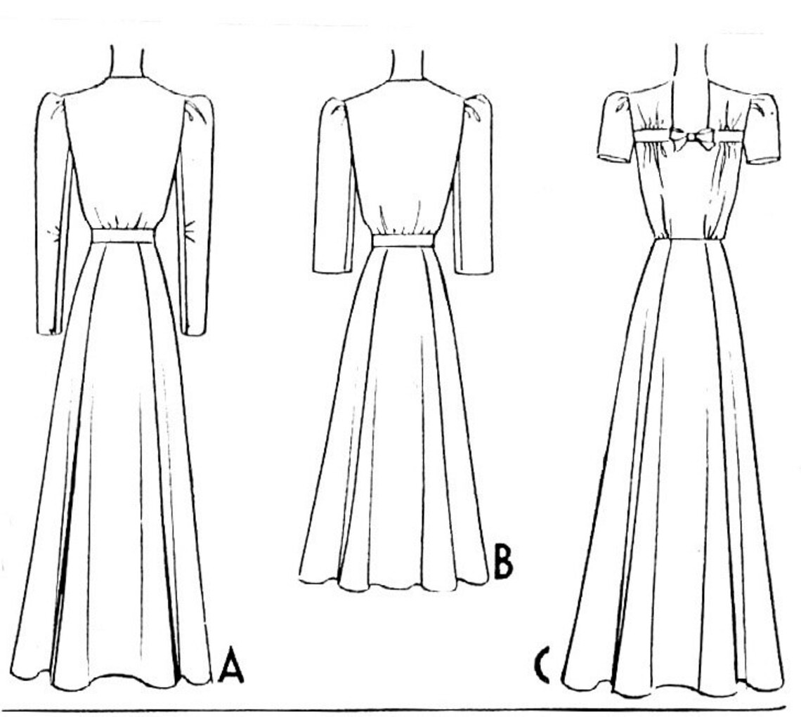 1940 Vintage Sewing Pattern 1940s 40s Evening Gown Cocktail - Etsy