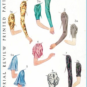 vintage sewing pattern Vintage Sewing Pattern 1920s 20s sleeve set 7 styles bust 36 b36 printed pattern reproduction