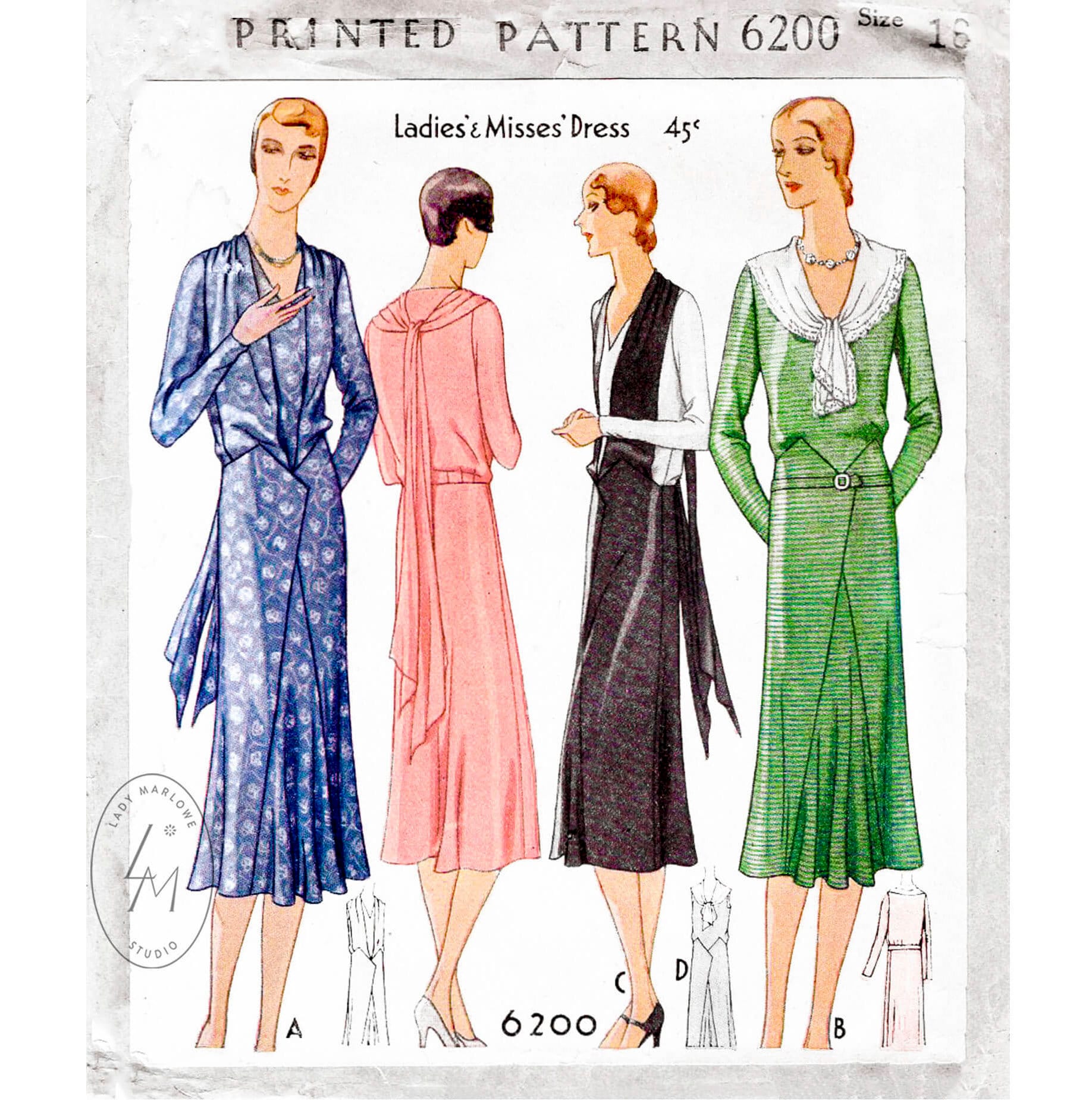 1930s 30s Dress Vintage Sewing Pattern Reproduction // Afternoon Tea ...