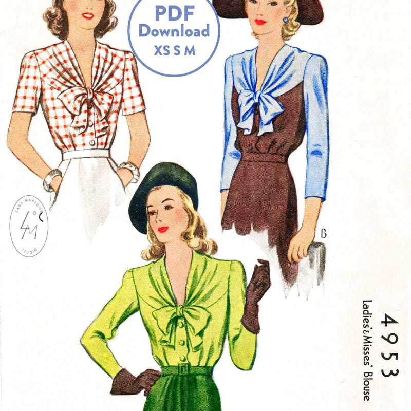 1940s Blouse Pattern Etsy