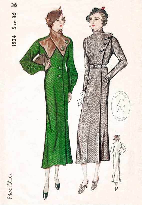 1930s 3 piece skirt suit vintage sewing pattern reproduction – Lady Marlowe