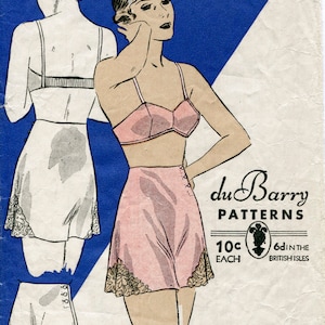 vintage sewing pattern vintage sewing pattern 1930s 1940s lingerie bra bralette & lace inset tap shorts bust 34 b34 reproduction