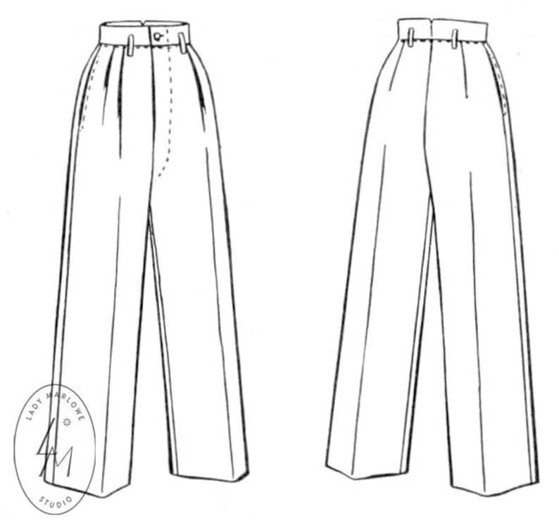 PDF Sewing Pattern XS XL 1940s 40s Vintage Pants / Digital Etsy