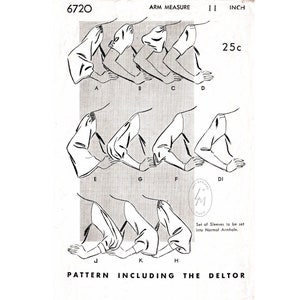Vintage Sewing Pattern 1930s 30s sleeve set 11 styles bust 32 - bust 34  reproduction / 1930 reproduction