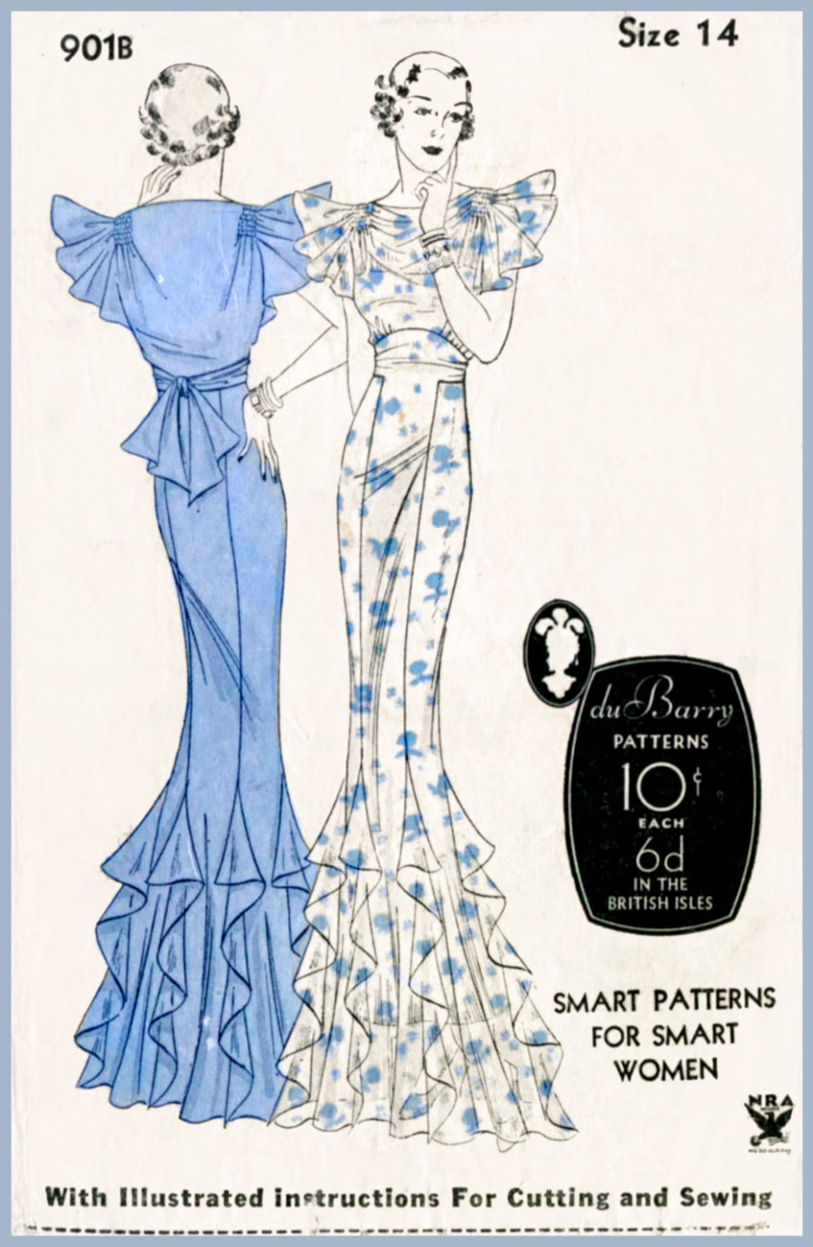 Vintage Sewing Pattern 1930s 30s Vintage Evening Gown Sewing Pattern ...