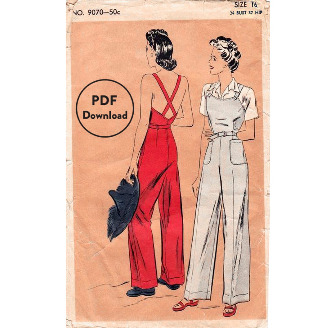 Vintage Sewing Pattern 40s 1940s Vintage Rosie the Riveter Pattern