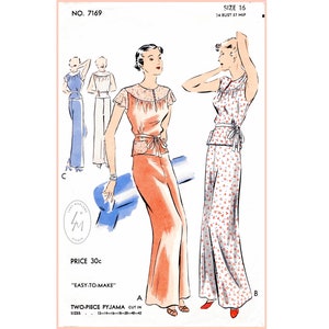 vintage sewing pattern 1930s 30s  pajama loungewear lingerie Bust 34 / 1930 reproduction