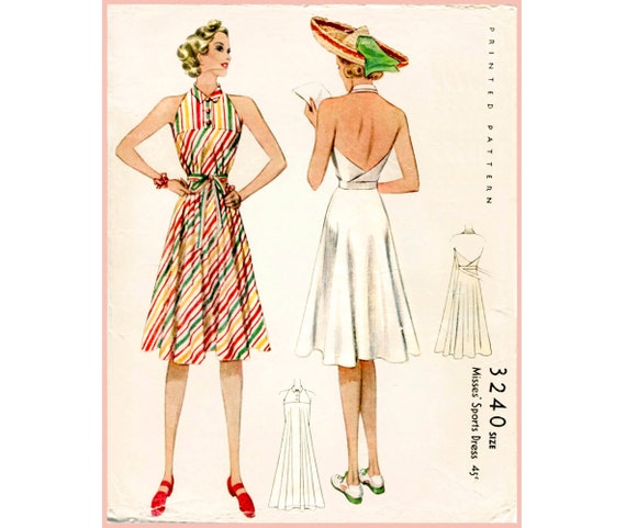 Bust 32 34 36 38 40 1930s 30s Vintage Women's Sewing Pattern Faux Wrap Halter Dress Beach Skirt English and French/ 1930 - Etsy Bust 32 34 36 38 40 1930s 30s Vintage Women's Sewing Pattern Faux Wrap Halter Dress Beach Skirt English and French/ 1930 - Etsy