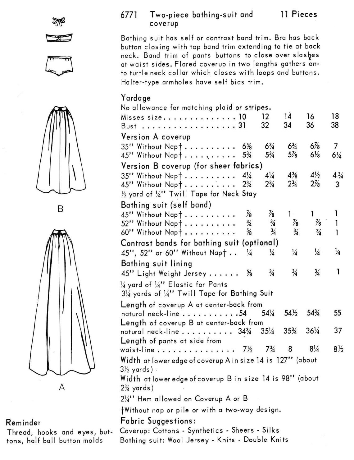 1960s 60s Bikini & Kaftan Vintage Sewing Pattern Reproduction - Etsy