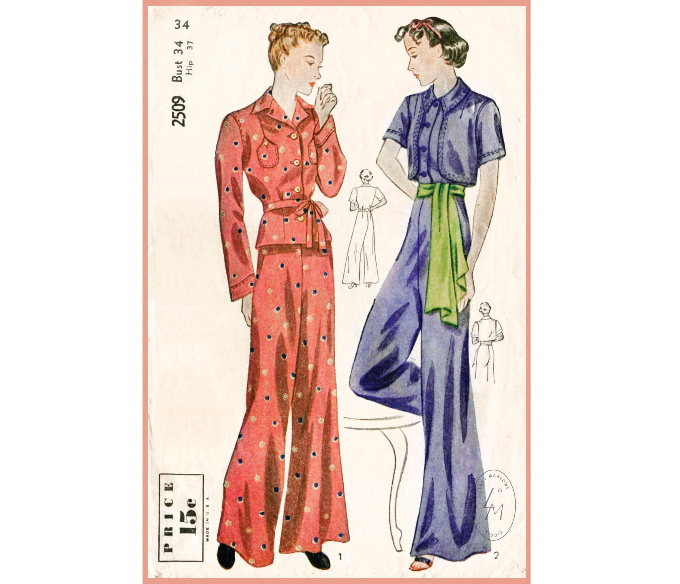 PDF - 1930s Sewing Pattern: Lingerie Set, Bra, Panties - Bust 40