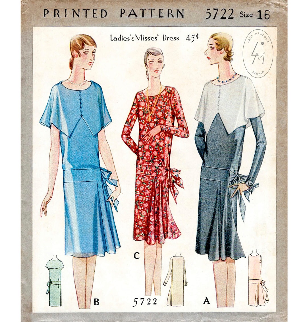 Vintage Sewing Pattern 1920s 20s Flapper Dress Reproduction // 3 Styles ...