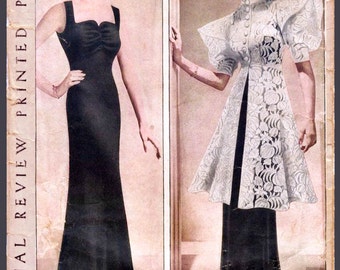 vintage naaipatroon jaren 30 jaren '30 vintage jurk naaipatroon avondjurk lange jurk tuniek jas buste 32 b32 Fotobeoordeling 8570 repro