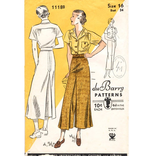 1930s 30s Blouse Pattern // Vintage Sewing Day or Evening Top - Etsy