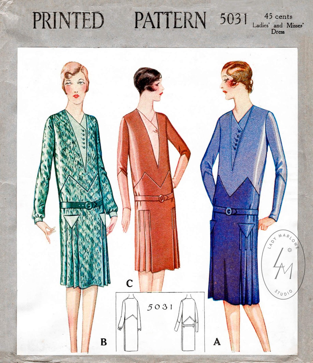 1920s 20s Dress // Vintage Sewing Pattern Reproduction // - Etsy