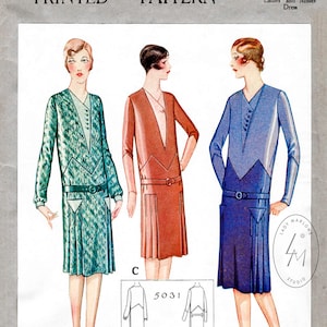 1920s 20s dress // vintage sewing pattern reproduction // flapper era // zig zag seam // drop waist style // bust 32 34 36 38 40