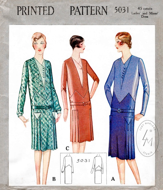 1920s 1930s dress vintage sewing pattern reproduction – Lady Marlowe