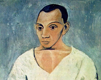 Original Vintage Pablo Picasso Print "Self-Portrait" Book Plate