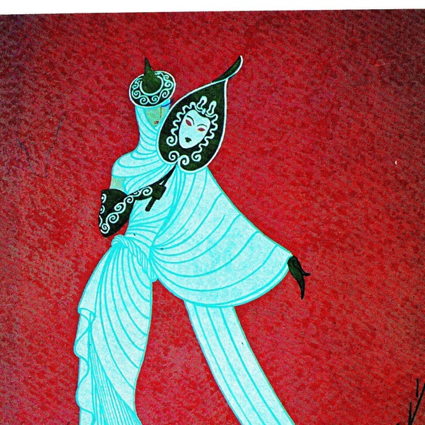 Erte Art Deco Print PHI-PHI Costume for Madame Phidias 1978 Original Vintage Book Plate