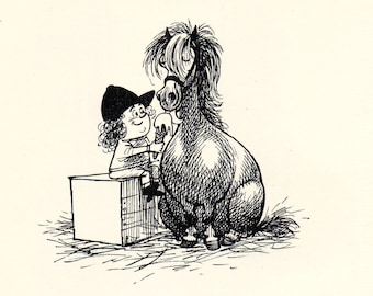 Ausgefallene 1962 Lustige THELWELL PFERD / PONY Vintage Kunst Cartoon Druck