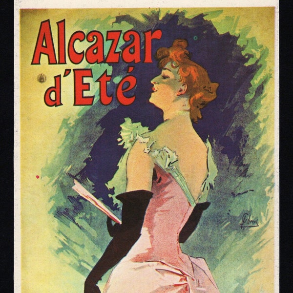 Alcazar d'Eté "Kanjarowa" by Jules Chéret Original JUGENDSTIL 1972 Vintage Art Nouveau Print Ex Libris Bookplate