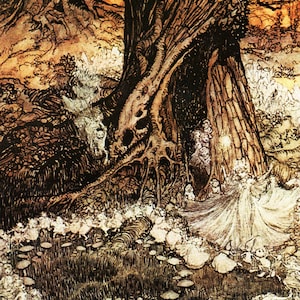 A Midsummer Night&#39;s Dream RACKHAM Original 1975 Vintage Art Nouveau Print Book Plate