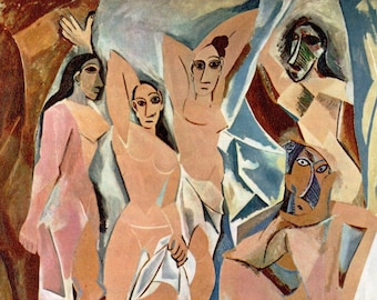 PICASSO Original Vintage PRINT &quot;Les Demoiselles D&#39;Avignon&quot; Book Plate