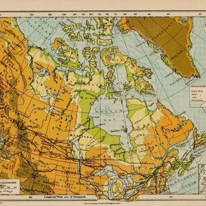 Originele antieke kaart van Canada en Newfoundland 1936