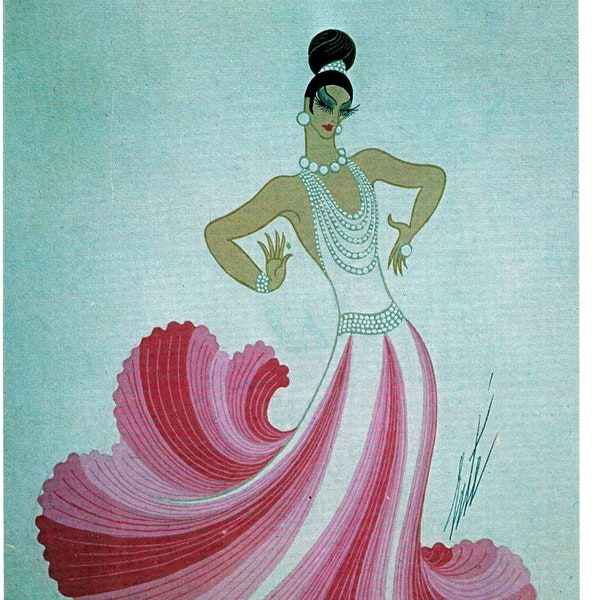 Erte Art Deco Print I'VE Got RHYTHM Costume 1978 Original Vintage Book Plate