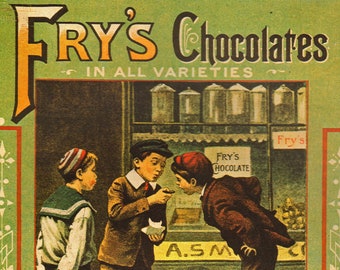 Fry's Chocolates Ad Original Vintage Advert Print Book Plate