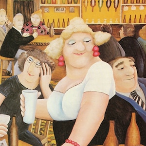 BERYL COOK Lustiger Vintage-Druck Buchteller ""The Lockyer Wirtshaus"""