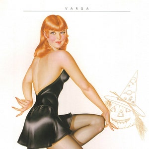 Varga Girl Original Pin Up Vintage Print October 1944 Calendar Alberto Vargas Book Plate