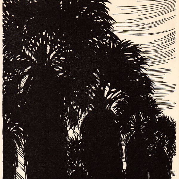 1948 Don BLANDING Original Art Deco Vintage Print "Procession of Palms"