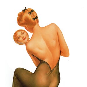 Original Vintage Alberto Vargas Print Buch Platte Reflection in Mirror