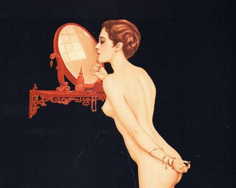 Original Vintage Alberto Vargas  Print Book Plate Boudoir Girl