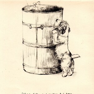 1942 Vintage DOG PRINT from a book of Sketches by K.F. Barker &quot;If only Mother and Father had been long legged dogs!&quot;