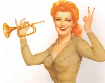 Varga Girl, Original Pin up Vintage Print July 1946 Calendar