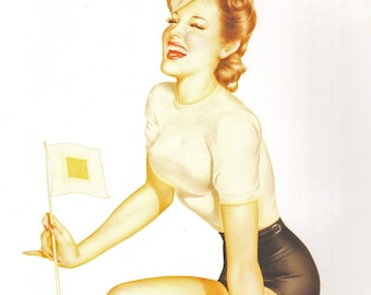 Varga Girl, Original Pin up Vintage Print September 1946 Calendar